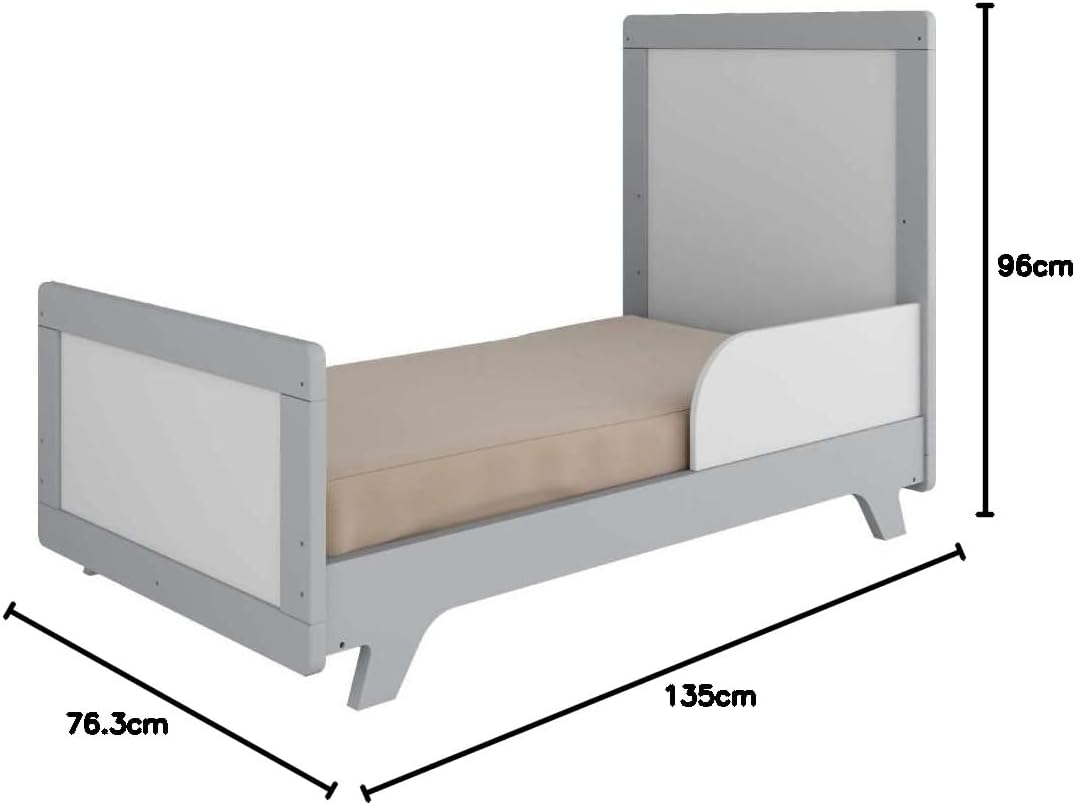 Berço Mini Cama Americano 2 em 1 Retrô Branco Brilho/Carvalho