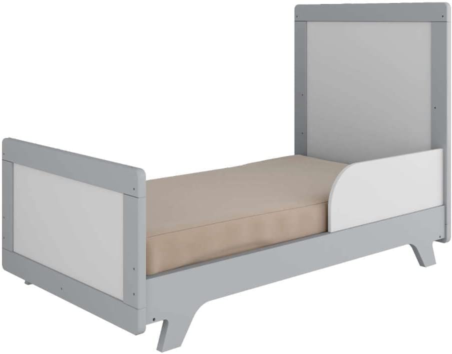 Berço Mini Cama Americano 2 em 1 Retrô Branco Brilho/Carvalho