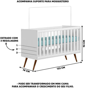 Berço Mini Cama Qencanto Retrô Qmovi Branco