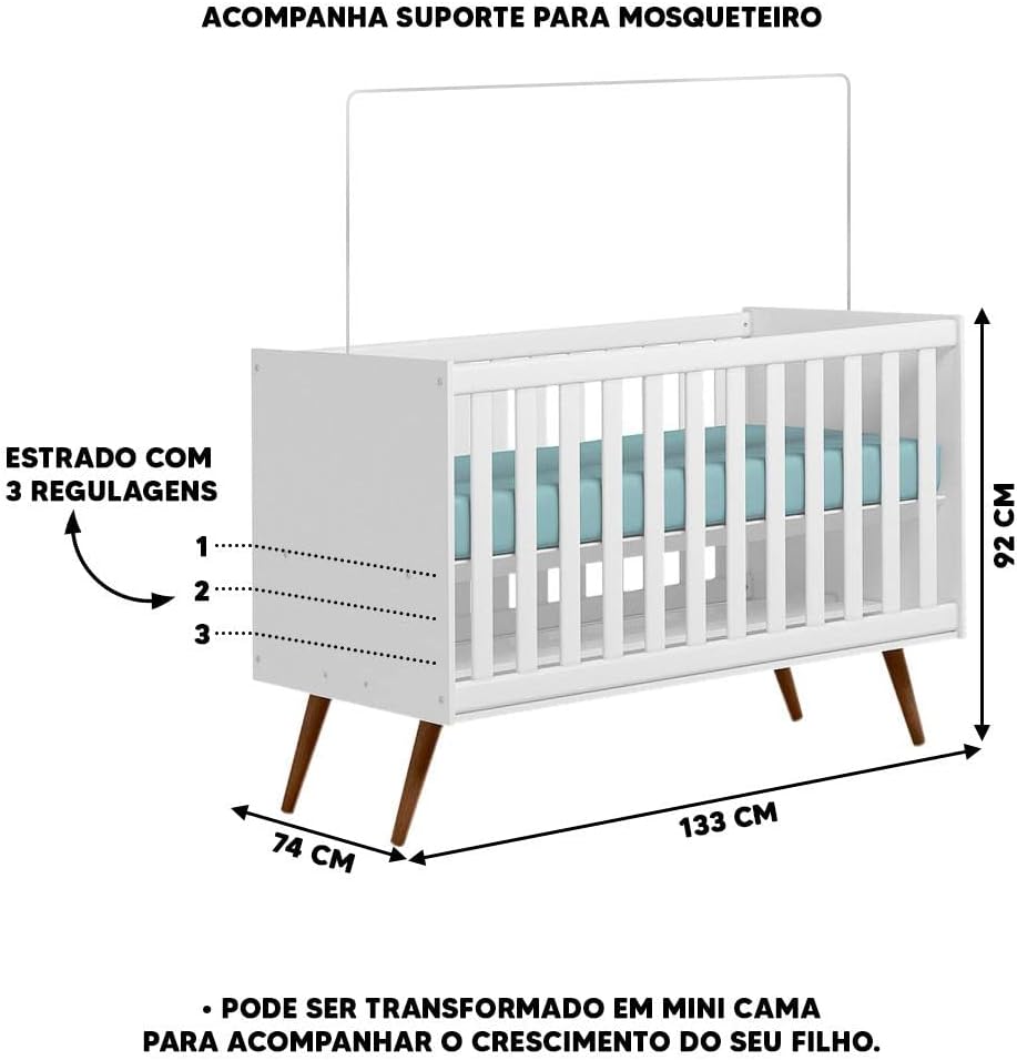 Berço Mini Cama Qencanto Retrô Qmovi Branco