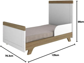 Berço Mini Cama Americano 2 em 1 Retrô Branco Brilho/Carvalho