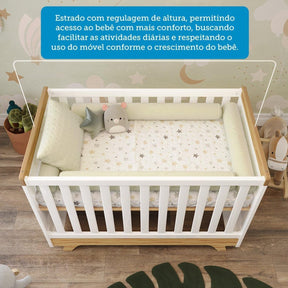 Quarto de Bebê Completo com Guarda Roupa Cômoda e Berço 100% Mdf Jolie Retrô Espresso Móveis Branco Brilho/Amêndoa