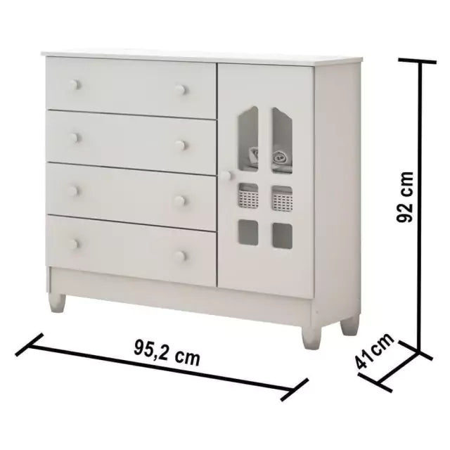 Quarto de Bebê Cômoda com Fraldário Selena Berço Mini Cama Mirelle Branco Carolina Baby