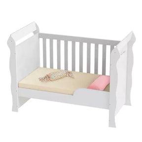 Quarto de Bebê Provençal Guarda Roupa 3 Portas Berço Mini Cama Lisa Branco Carolina Baby