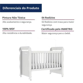 Berço Americano Mini Cama Provençal Lisa Branco Carolina Baby