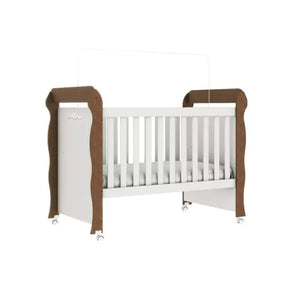 Berço Americano Mini Cama Provençal Lisa Branco Fosco com Amadeirado Carolina Baby