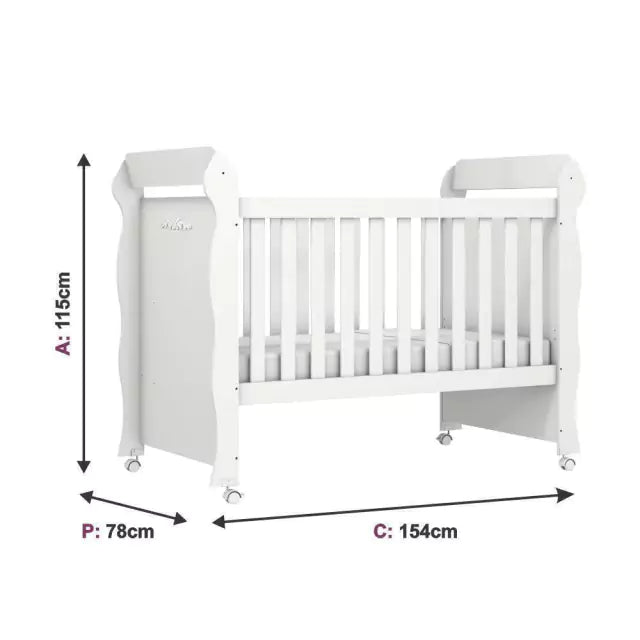 Quarto de Bebê Provençal Cômoda com Fraldário Berço Mini Cama Lisa Branco Carolina Baby