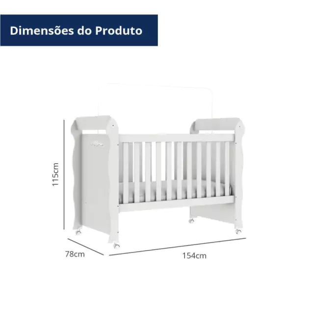 Berço Americano Mini Cama Provençal Lisa Branco Carolina Baby