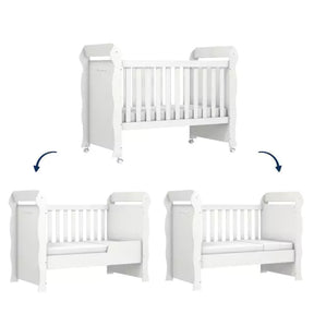 Quarto de Bebê Provençal Cômoda com Fraldário Berço Mini Cama Lisa Branco Carolina Baby