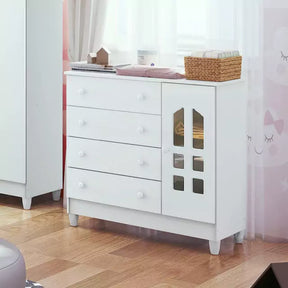 Quarto de Bebê Cômoda com Fraldário Selena Berço 3 em 1 Gabrielle Branco Carolina Baby