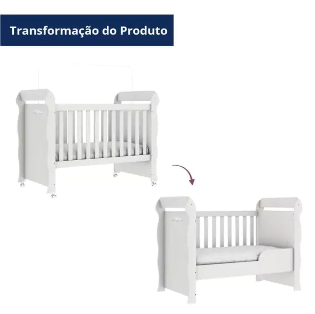 Berço Americano Mini Cama Provençal Lisa Branco Carolina Baby