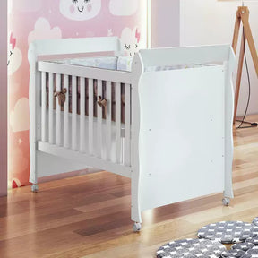 Quarto de Bebê Cômoda com Fraldário Selena Berço Mini Cama Mirelle Branco Carolina Baby