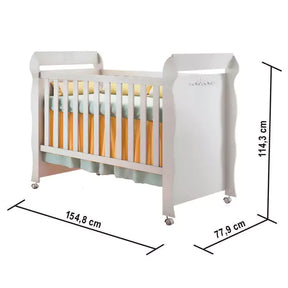 Quarto de Bebê Provençal Guarda Roupa 3 Portas Berço Mini Cama Lisa Branco Carolina Baby